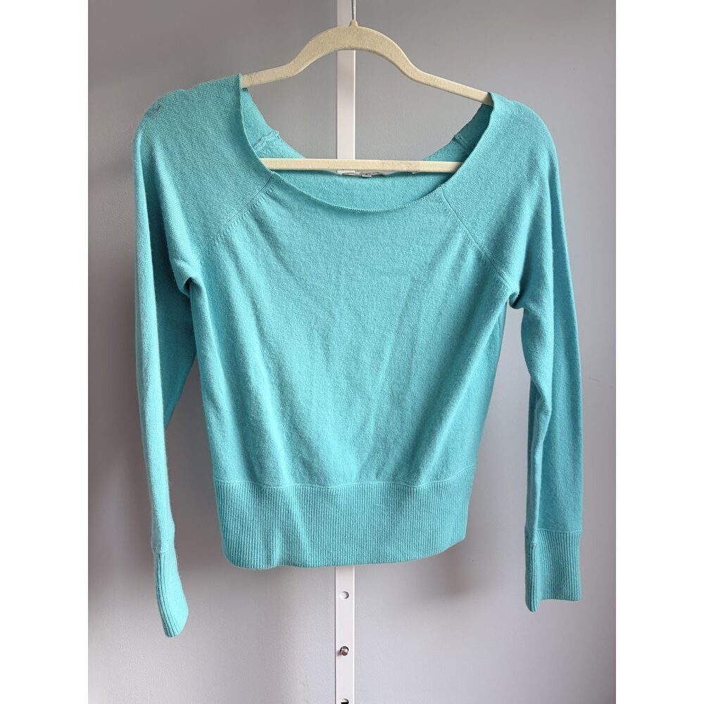 Vince 100% Cashmere Teal Wide Boatneck Pullover Sweater Size S